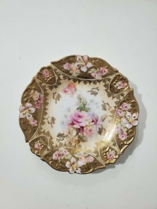 Rs Prussia Gold And Roses Small Plate 6 " - Unmarked