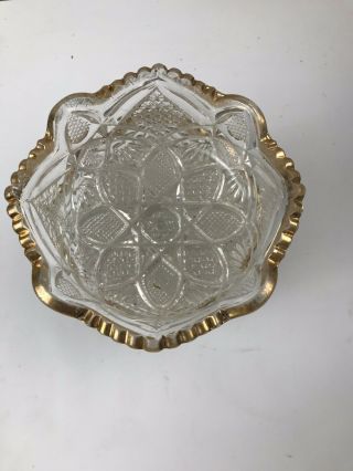 Vintage Set Of 5 Ice Cream Bowl Crystal Glass Dessert Plate Cut Leaf Design