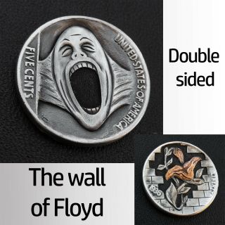 Hobo Nickel The Wall Of Floyd Double Sided Hand Engraved 1936 Buffalo Coin