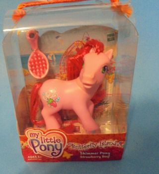 My Little Pony G3 Strawberry Reef Shimmer Pony & Brush Butterfly Island Mib