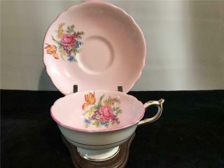 Paragon Teacup & Saucer Pink Roses Floral Double Warrant A1179 Her Majesty Queen