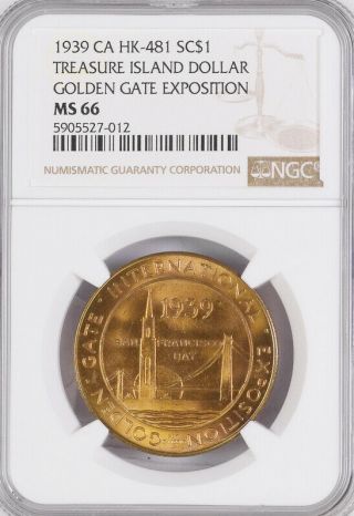 1939 Treasure Island Token,  Golden Gate Expo,  Hk - 481,  Sh 23 - 1.  1,  Ms66 Ngc,  Medal