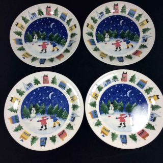 Extra Nikko Winter Wonderland Deb Mores 4 Dinner Plates 10 3/4 " Diameter