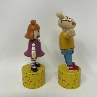 1997 Marc Brown Arthur & DW Puppets Wooden Push Up Figure Vintage 2