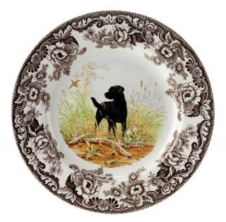 Spode Woodland Hunting Dogs Black Lab 10.  5 Inch Plate