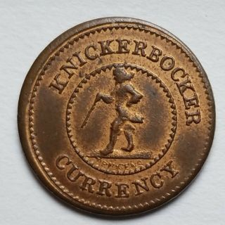 1863 Civil War Token Knickerbocker Currency For Public Accommodation Fuld 37/255