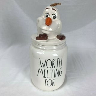 Rae Dunn X Disney Frozen Olaf Worth Melting For Canister With Topper (001b)