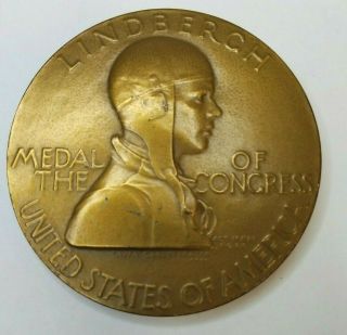 Charles Lindbergh Medal Of The Congress 2.  75” Bronze Laura G.  Fraser Us