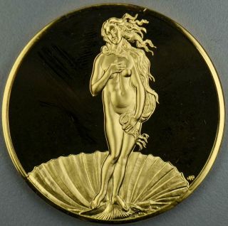 The Birth Of Venus.  925 Sterling Silver 66.  6g Round 24k Gold Plate Over Sterling