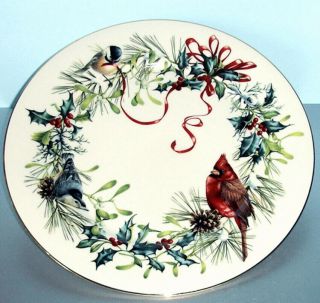 Lenox Winter Greetings Dinner Plate 10.  75 " Garden Birds Motif