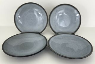 Jars Tourron Gris Ecorce Blue/grey & Black Set (4) Bread/ Saucers - Near A