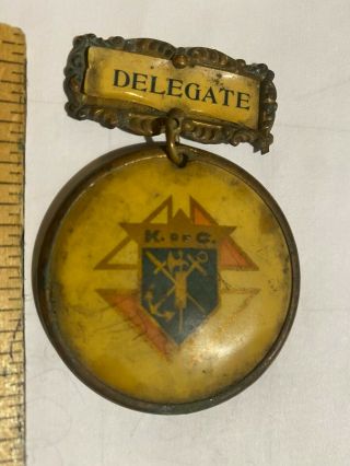Vintage 1909 Knights Of Columbus Badge Emblem Medal - Delegate Bridgeport Ct