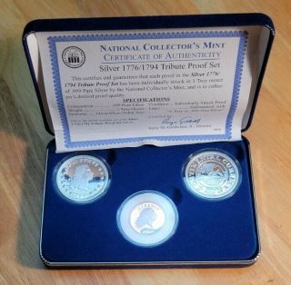 1776/1794 National Collectors Silver Proof 3 - Medal Tribute Set