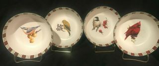 Lenox Winter Greetings Everyday Cereal Bowls Birds Christmas Cardinal Set Of 4