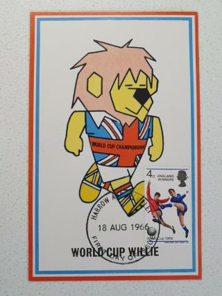 Great Britain,  1966 England Winners World Cup Willie First Day Of Issue Postcard