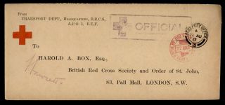 Dr Who 1917 Gb Apo 3 Bef Red Cross Frank To England Wwi Censored G49153