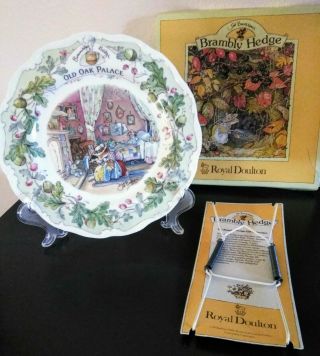Royal Doulton Brambly Hedge Old Oak Palace Plate = Box And Plate Hanger -