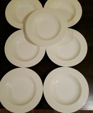 Pagnossin White Wicker/ Basket Weave Soup Pasta Bowls Set Of 7 Pristine