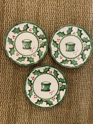Vintage Present Tense Anne Hathaway Holly Jolly 3 Drum Accent Salad Plates