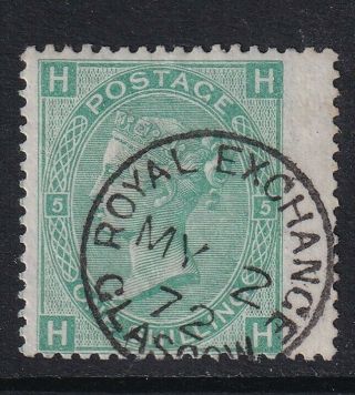 Gb Qv 1871 1s Green Plate 5 Sg117 - Very Fine With Glasgow Cds