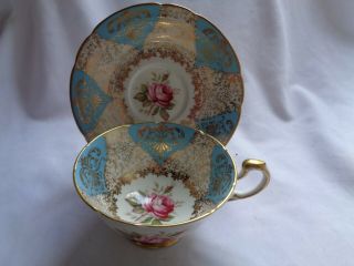 Made In England Paragon Fine Bone China Blue Cup And Saucer With Roses