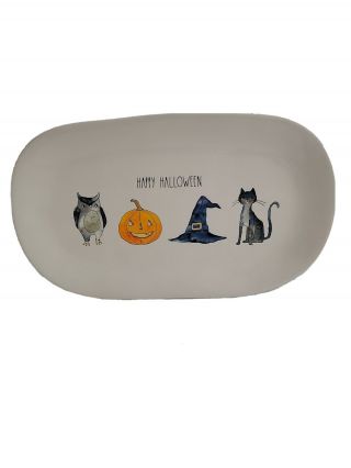 Rae Dunn Halloween Ceramic 15” Serving Platter Tray ’owl Pumpkin Witch Cat’ Rare