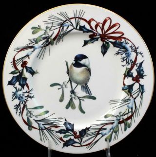 Lenox China Winter Greetings Accent Luncheon Plate Chickadee Great Cond Mfg 2nd