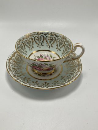 Paragon Appt By Queen Bone China Cabbage Rose,  Gold Trim Teacup 5.  5”x2.  75”