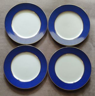 4 Cathy Hardwick For Mikasa Royal Cobalt Blue Gold Trim 10 - 3/4 " Dinner Plates