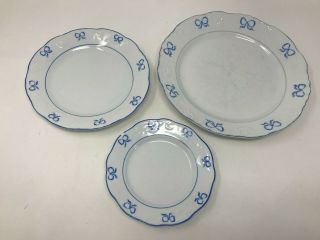 Vista Alegre Portugal,  Ruban Blue Dinner Plate,  Salad Plate,  And Dessert Plate