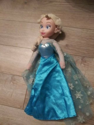 Elsa Frozen Doll / Plush Toy Disney Just Play 15 " Rubber Head Soft Body