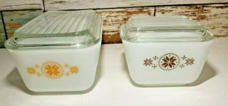 2 Vintage Town & Country Pyrex Stars Casserole Dish Lid 1.  5 Cup Pint P Dutch Hex