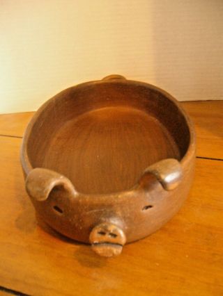 Vintage Pomaireware Clay Pottery Pig Fruit Bowl / Baking / Serving Dish