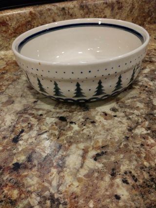 Boleslawiec Polish Pottery Round Serving Bowl Pine Tree Design 7 " Bin 1001