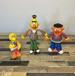 Vintage Jim Henson Ernie Bert,  Big Bird Sesame Street Pvc Applause Figures