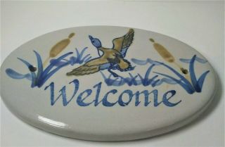 Louisville Stoneware Oval Welcome Plaque With Duck And Cattails
