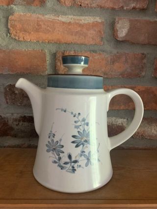 Vtg Noritake Pleasure Tea Coffee Pot Teapot Stoneware Mid Century Modern Blue