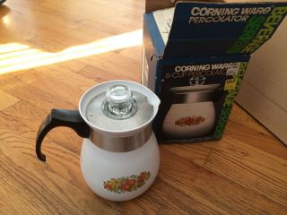 Corning Ware P - 166 Stove Top 6 Cup Coffee Tea Pot Spice Of Life