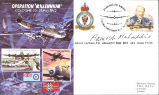 Js50 43/2 Wwii Op Millennium Cologne Raf Cover Signed Gp Cpt Mahaddie Dso Dfc