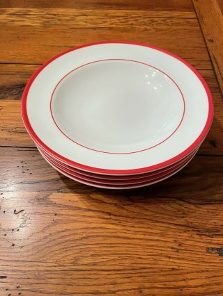 Williams - Sonoma Brasserie Red Flat Soup Bowls Set Of 4