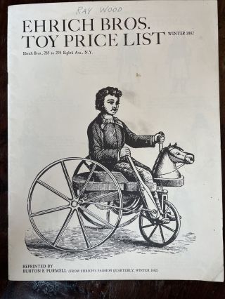 1882 Ehrich Bros Toy Price List Reprinted By Burton Purmell Fashion Quarterly
