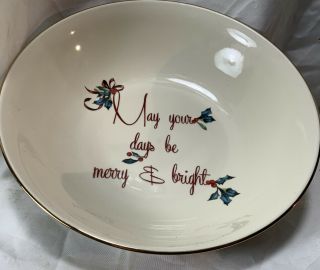 Lenox " Winter Greetings " Large Serving /pasta Bowl With Merry Holiday Message