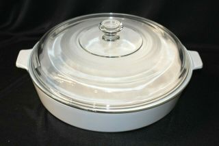 Vintage Corning Ware All White 10 " Round Covered Skillet Casserole Dish B - 10 - B