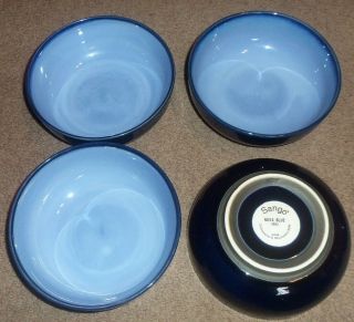 Set Of 4 Sango Nova Blue Soup Cereal Bowls 6.  5 " Diameter
