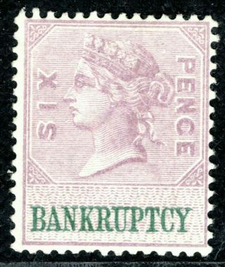 Gb Qv Revenue Stamp 6d Bankruptcy (1889) Wmk Orb Vlmm {samwells}white73