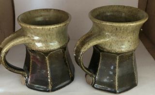 Vintage Handcrafted Studio Art Pottery Mugs Artist Signed