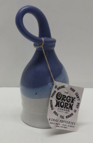 The Orgy Horn Junior Kings Potteries Handmade Purple Stoneware Beer Drinking Mug