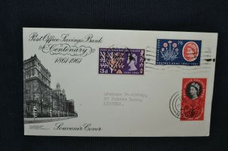 Gb First Day Cover 1961 Post Office Savings Bank With Lincoln Wavy Line Cancel.