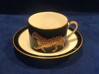 Lynn Chase Designs Japan 1988 Jaguar Jungle Pattern - Teacup & Saucer -