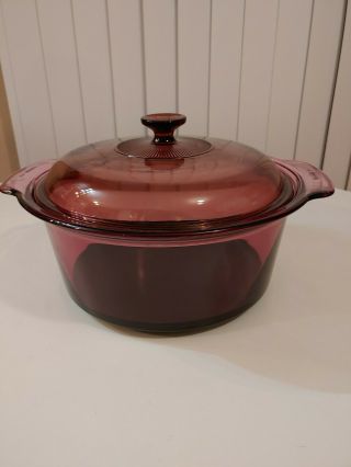 Corning Ware Visions 5qt 5l Cranberry Dutch Oven Casserole Pot With Lid